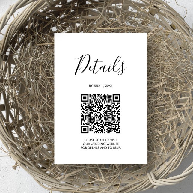 QR code Wedding Details Sage Green RSVP Card (Sustainable wedding details card QR code virtual rsvp.)