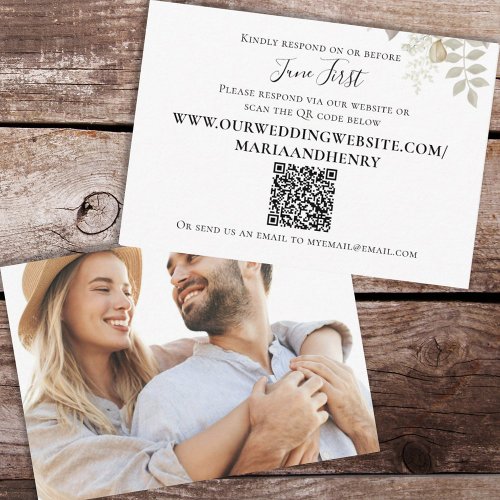 QR Code Wedding Elegant Burgundy Response Enclosure Card