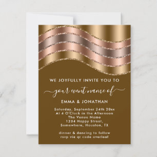 QR Code Wedding  Elegant Rose Gold Green Mustard