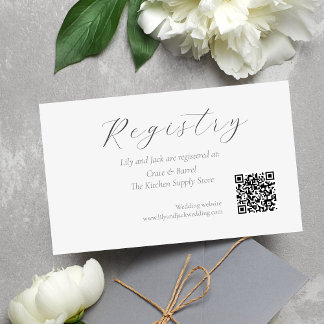 QR Code Wedding Gift Registry Enclosure Card