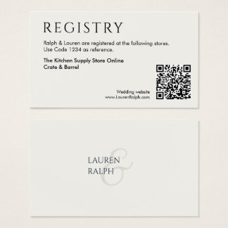 QR Code Wedding Gift Registry Enclosure Card