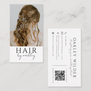 QR Code Wedding Hair Stylist Photo Business Card