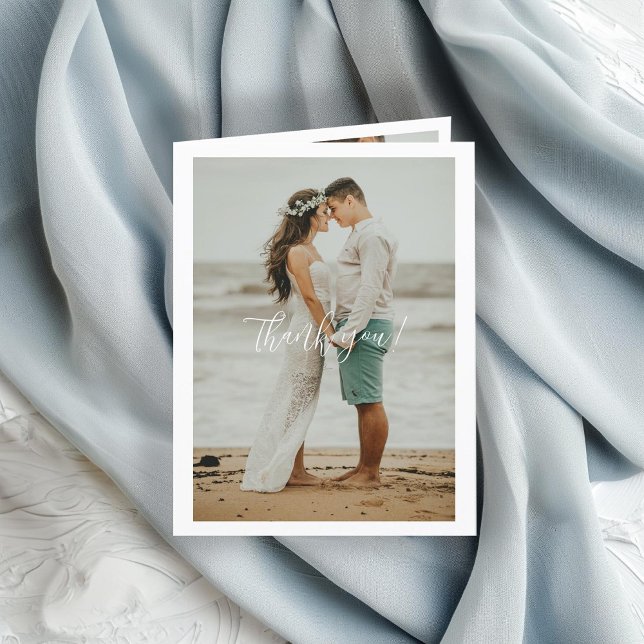 QR Code Wedding Handwritten Thank you 3 Photos Card (Creator Uploaded)