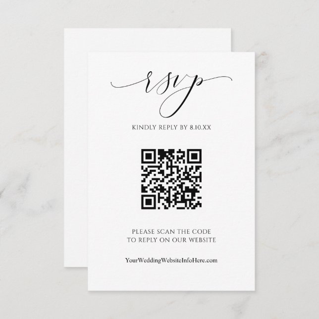 QR Code Wedding Modern Luxury Elegant Script RSVP  (Front/Back)