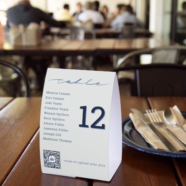 QR Code Wedding Photo Dump & Table Number Paper Table Tent (Insitu(Restaurant))