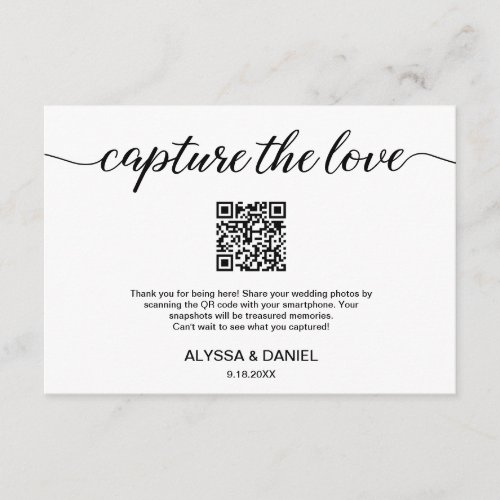 QR code wedding photo sharing Capture the love Enclosure Card