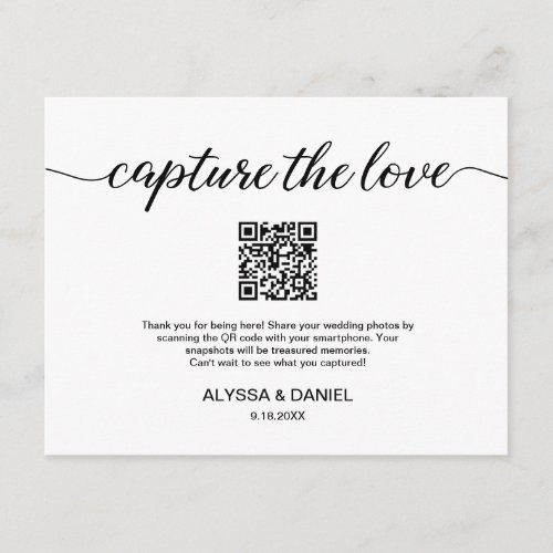 QR code wedding photo sharing Capture the love  Enclosure Card