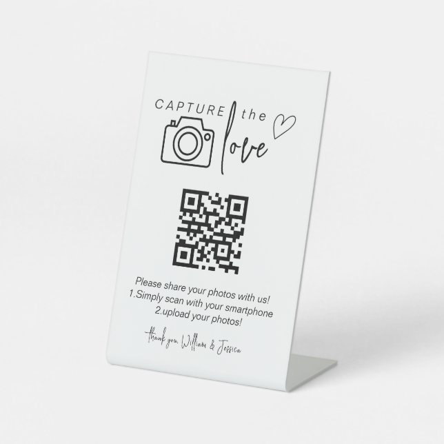 QR Code Wedding Photo Sharing Pedestal Sign (Front)