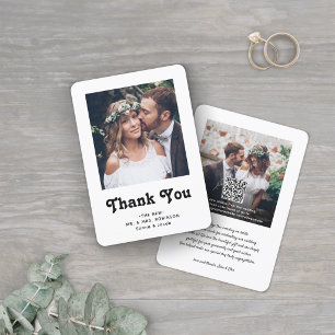 QR Code Wedding Photo Website Simple Retro Thank You Card