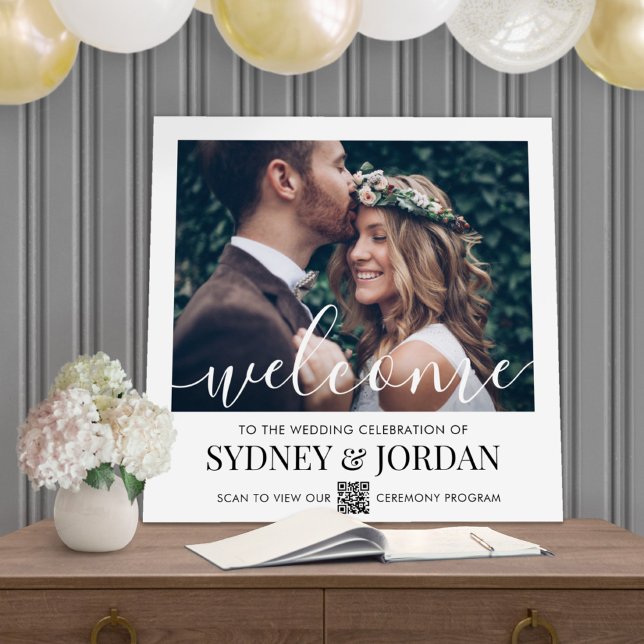 QR Code Wedding Program Welcome Photo Square Foam Board (Creator Uploaded)
