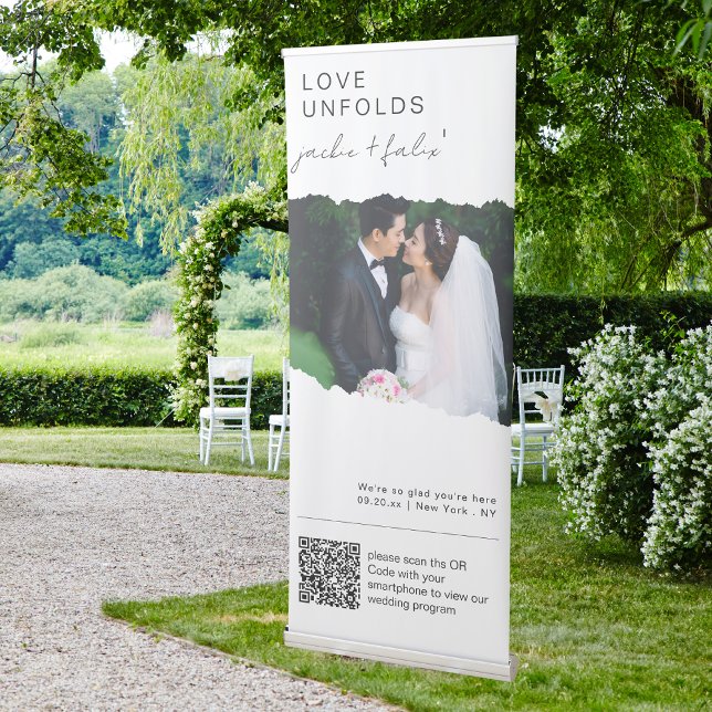 QR Code Wedding Program Welcome Retractable Banner (Creator Uploaded)