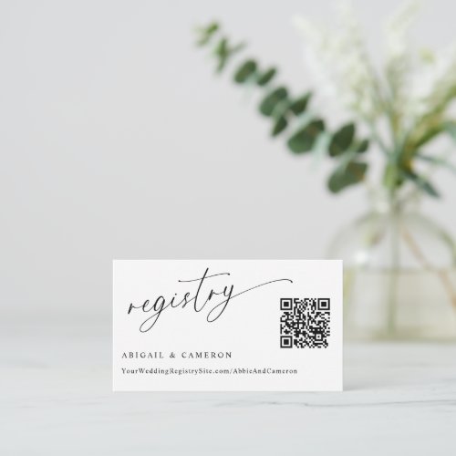 QR Code Wedding Registry Delicate Calligraphy Enclosure Card