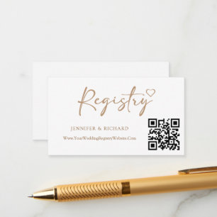 QR Code Wedding Registry Elegant Gold Calligraphy  Enclosure Card