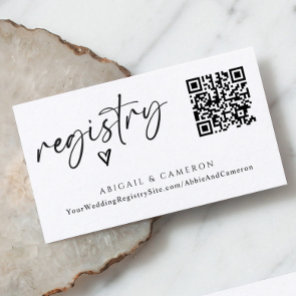 QR Code Wedding Registry Modern Simple Handwriting Enclosure Card