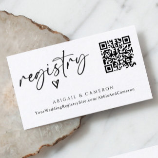 QR Code Wedding Registry Modern Simple Handwriting Enclosure Card