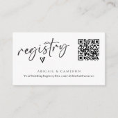 QR Code Wedding Registry Modern Simple Handwriting Enclosure Card (Front)