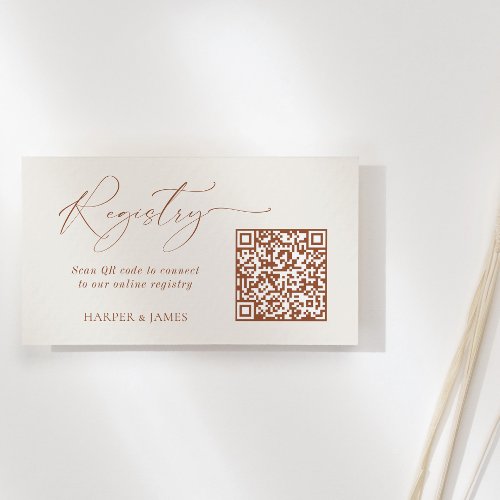 QR Code Wedding Registry Neutral Minimalist Boho Enclosure Card