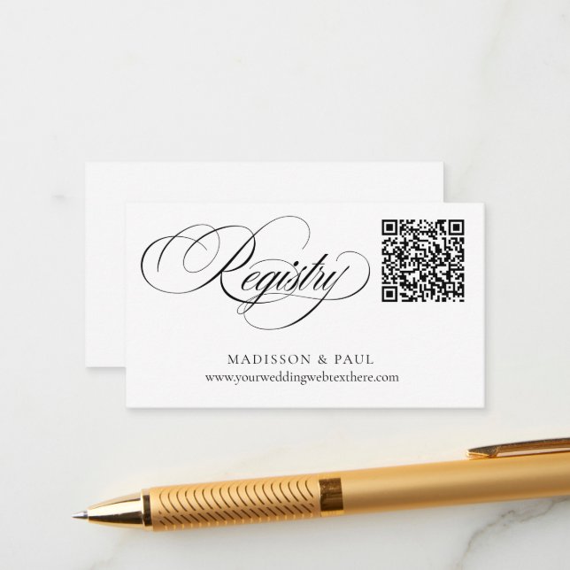 QR Code Wedding Registry Reception Card (Front/Back In Situ)