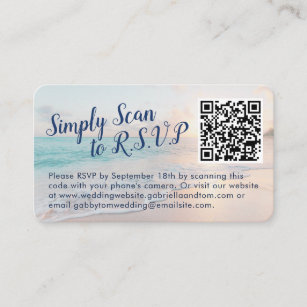 QR Code Wedding RSVP Beach Destination Enclosure Card