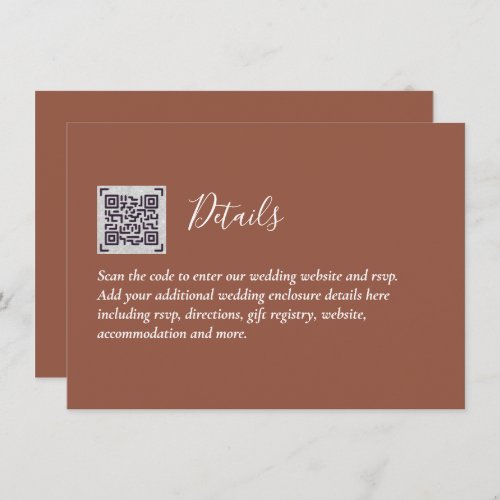 QR Code Wedding RSVP Details Gifts Hotel Website Enclosure Card