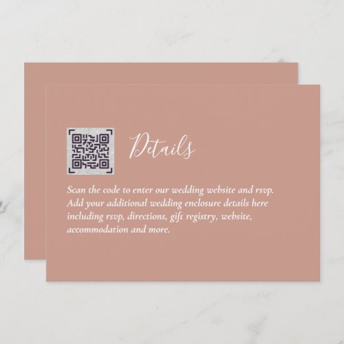 QR Code Wedding RSVP Details Gifts Hotel Website Enclosure Card