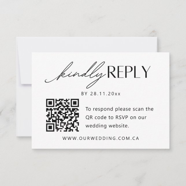 QR Code Wedding Rsvp Response Card (Front)