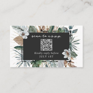 QR Code Wedding RSVP Tropical Botanical Enclosure  Card