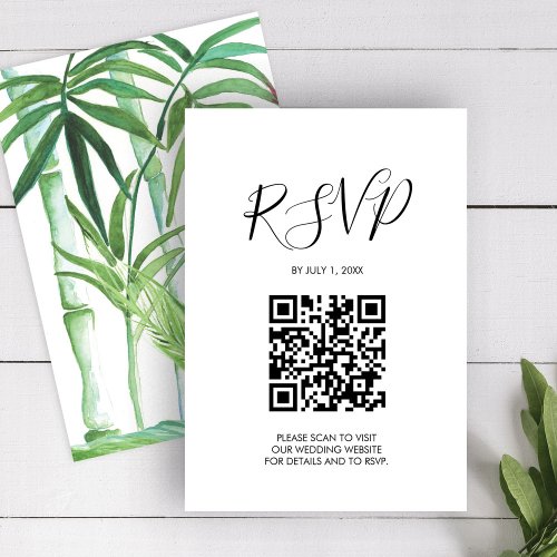 QR code Wedding RSVP Watercolor Enclosure Card