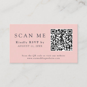 QR Code & Wedding Site Blush Pink & Navy Blue RSVP Enclosure Card