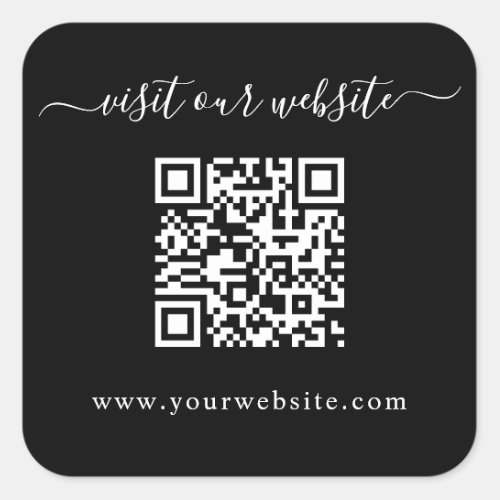QR Code Wedding Website Black Square Sticker