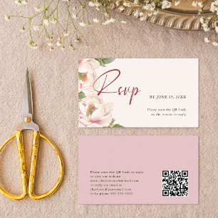 QR Code & Wedding Website Blush Pink RSVP Enclosure Card