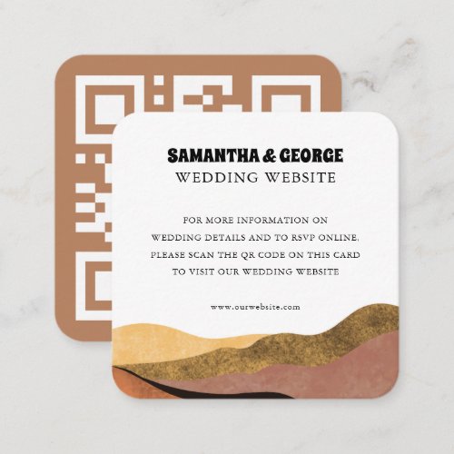 QR Code Wedding Website Bohemian Abstract Simple Enclosure Card