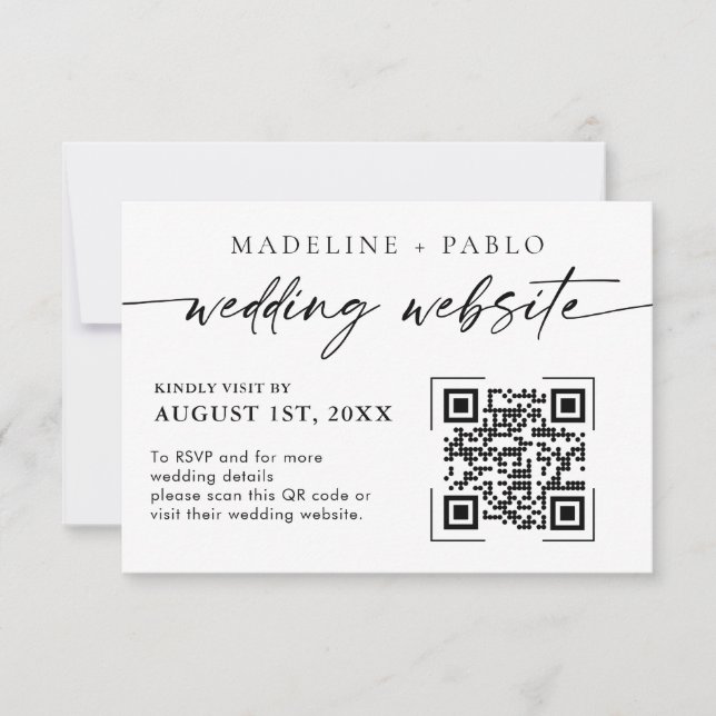 QR Code Wedding Website Card Mimalist Script (Front)