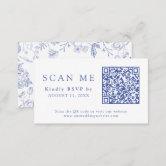 QR Code Hydrangea Ginger Jar Crest Wedding RSVP Enclosure Card