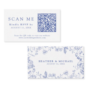 QR Code & Wedding Website Chinoiserie Wedding RSVP Enclosure Card