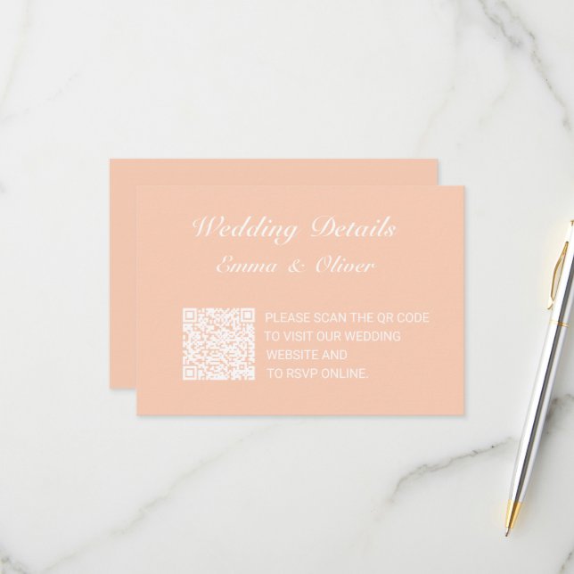 QR Code Wedding Website Details Enclosure Card (Front/Back In Situ)