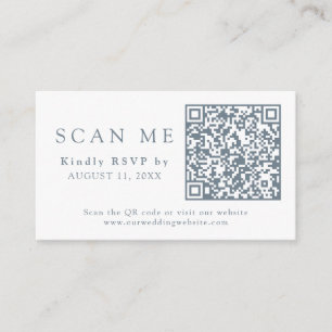 QR Code & Wedding Website Dusty Blue Wedding RSVP Enclosure Card
