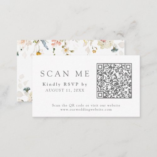 QR Code  Wedding Website Garden Flowers RSVP Enclosure Card