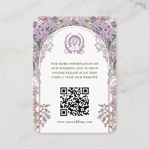 QR Code Wedding Website Info Art Nouveau Enclosure Card
