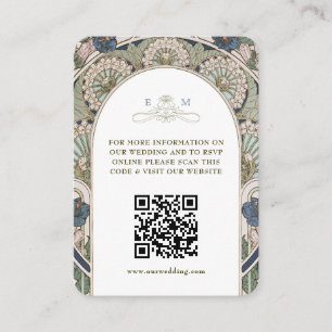 QR Code Wedding Website Info Art Nouveau Enclosure Card