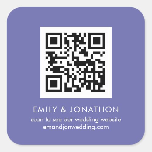 QR Code Wedding Website Names Lilac Square Sticker