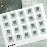 QR Code Wedding Website Names Mint Square Sticker<br><div class="desc">QR Code Wedding Website Names Mint. The text can be easily personalised. You can also change background and text colors to match your wedding theme if you wish via the Customize Further option. Your QR code will be automatically generated to update the sample code in the design, when you simply...</div>