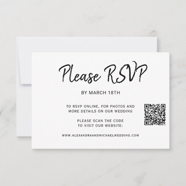 QR CODE wedding website online response RSVP card (Front)