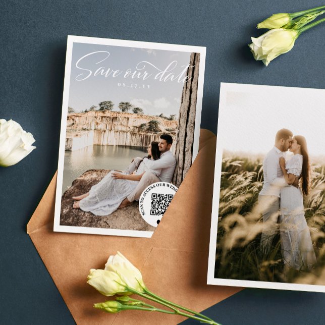 QR Code Wedding Website Photo Save the Date (Creator Uploaded)