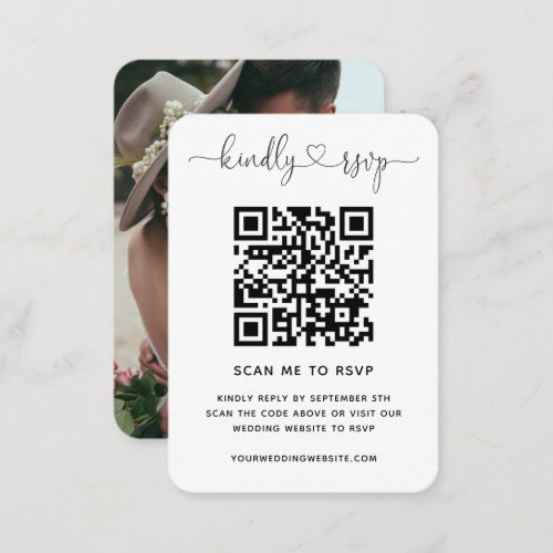 QR Code Wedding Website RSVP Minimalist Photo Enclosure Card