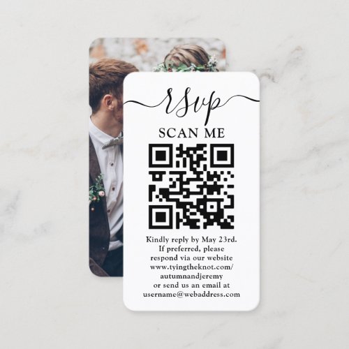 QR Code Wedding Website RSVP Photo Enclosure Card
