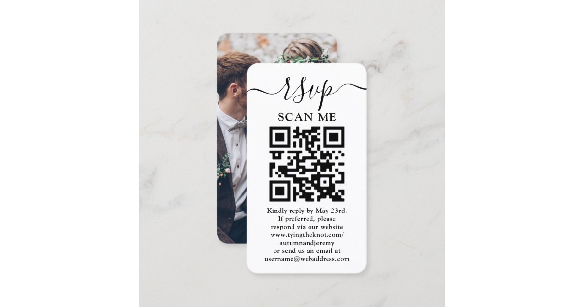 QR Code Wedding Website RSVP Photo Enclosure Card | Zazzle