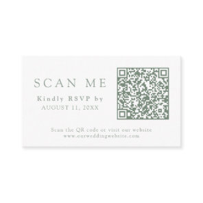 QR Code & Wedding Website Sage Green Wedding RSVP Enclosure Card