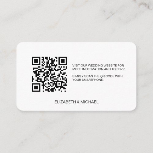 QR code wedding website Seats reserved Minimalist Enclosure Card