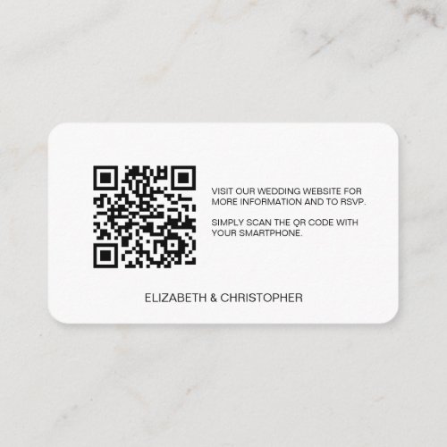 QR code wedding website Seats reserved Minimalist Enclosure Card